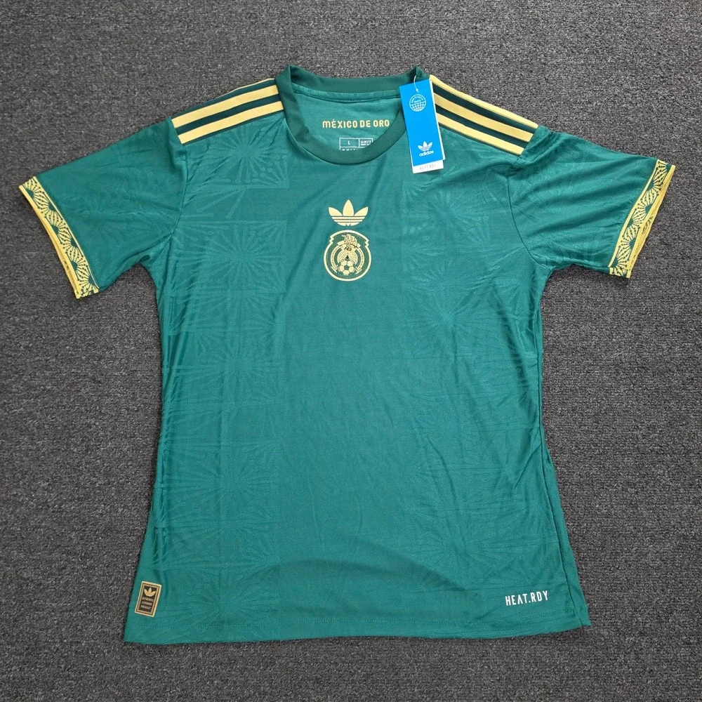 Adidas Mexico De Oro Soccer Jersey Mens Large Green Gold Vega Football Shirt NEW